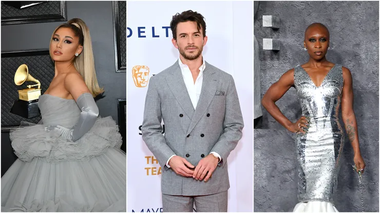 L-R: Ariana Grande, Jonathan Bailey and Cynthia Erivo
