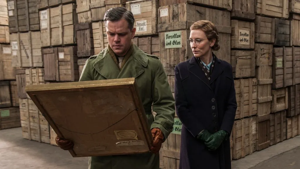Matt Damon and Cate Blanchett in The Monuments Men. (Source: IMDb)