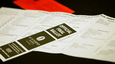 Academy Awards Oscar ballots are displayed during the preparation and mailing of the final ballots on February 10, 2010.