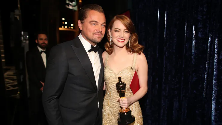 Leonardo DiCaprio and Emma Stone at the 2017 Oscars