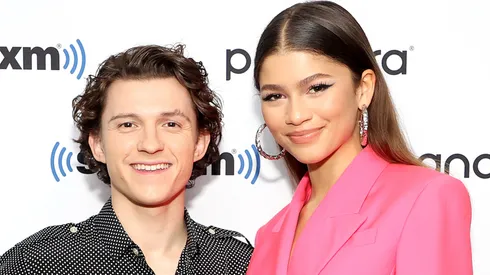 Tom Holland and Zendaya attend SiriusXM's Town Hall with the cast of Spider-Man: No Way Home on December 10, 2021.