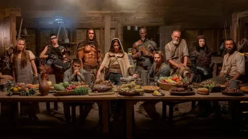 Djimon Hounsou, Bae Doona, Michiel Huisman, Elise Duffy, Sofia Boutella, Charlotte Maggi, Stuart Martin, Staz Nair and Sky Yang in Rebel Moon - Part Two: The Scargiver.