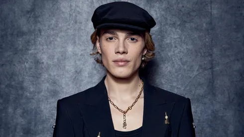 Simone Baldasseroni aka Biondo from the movie "Crazy For Football" poses for the photographer during the 16th Rome Film Festival.