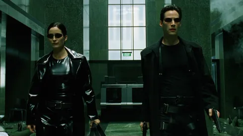 Keanu Reeves and Carrie-Anne Moss in The Matrix.
