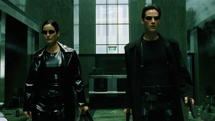 Keanu Reeves and Carrie-Anne Moss in The Matrix.