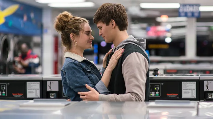 Lily James and Ansel Elgort in Baby Driver.