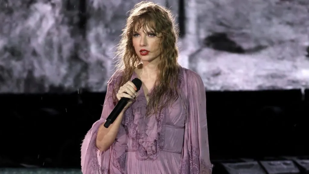 Taylor Swift at the Eras Tour in 2023. (Source: @PopBase)