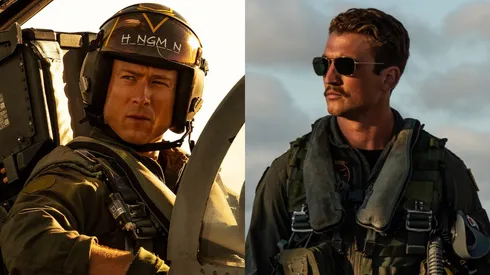 Glen Powell and Miles Teller in Top Gun: Maverick.