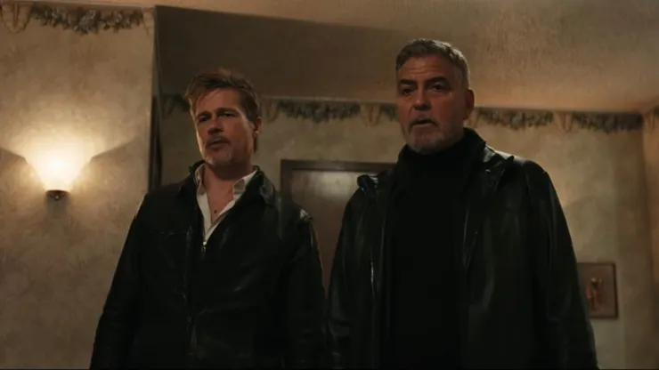 Brad Pitt and George Clooney in Wolfs.