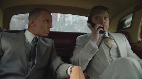 Jeremy Strong and Sebastian Stan in The Apprentice.