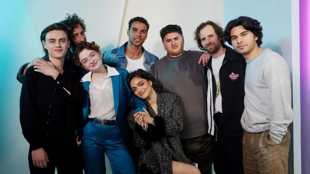 Rachel Zegler, Mason Gooding, Kyle Mooney, Evan Winter, Julian Dennison, Jaeden Martell, Daniel Zolghadri and Lachlan Watson at an event for Y2K. (Source: IMDb)