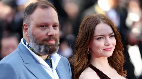 Yorgos Lanthimos and Emma Stone attend the "Kinds Of Kindness" Red Carpet at the 77th annual Cannes Film Festival at Palais des Festivals on May 17, 2024 in Cannes, France.