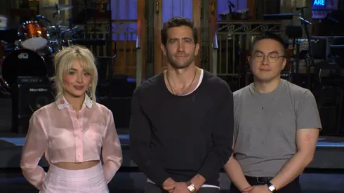 Sabrina Carpenter, Jake Gyllenhaal and Bowen Yang in Saturday Night Live.