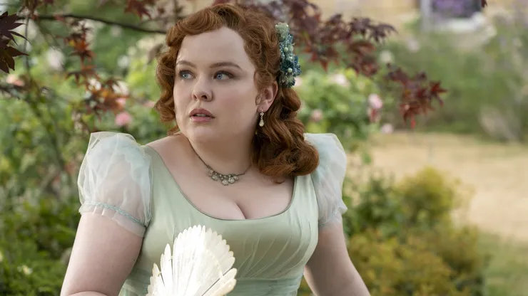 Nicola Coughlan in Bridgerton, Season 3 - "Out of the Shadows" episode.