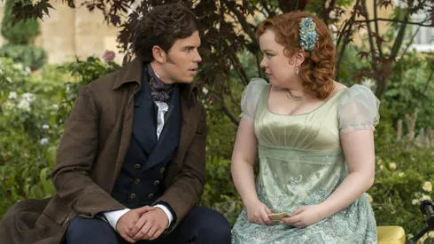 Luke Newton and Nicola Coughlan in Bridgerton.