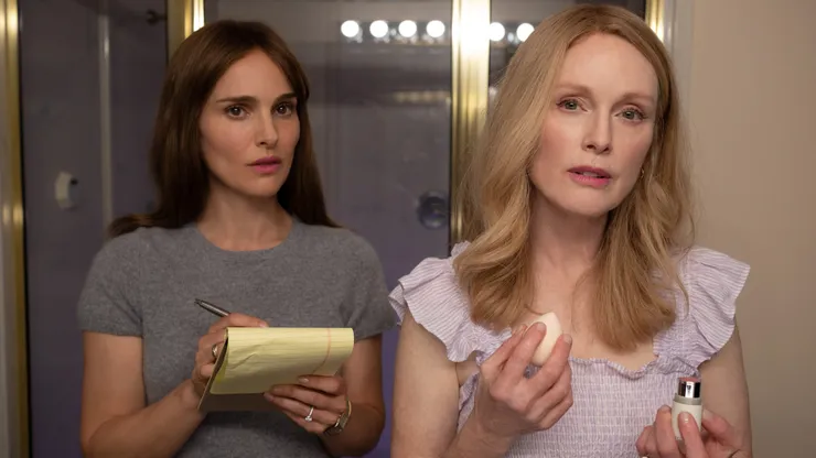 Natalie Portman and Julianne Moore in May December.