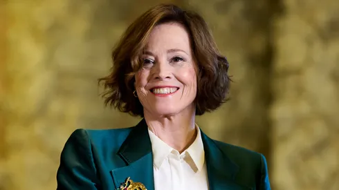Sigourney Weaver poses at the "Goya International" award photocall 2024 at the Valladolid City Hall on February 09, 2024 in Valladolid, Spain.