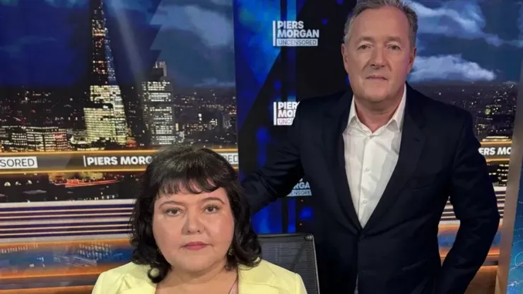 Fionna Harvey and Piers Morgan