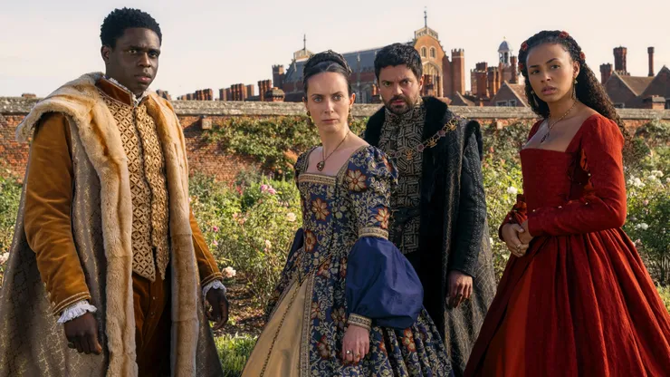Dominic Cooper, Abbie Hern, Kate O'Flynn and Jordan Peters in Mi Lady Jane.