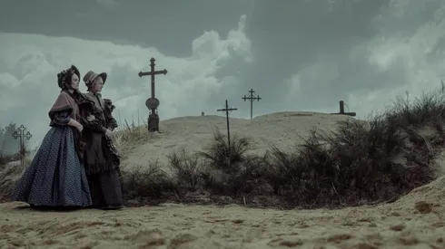 Emma Corrin and Lily-Rose Depp in Nosferatu.