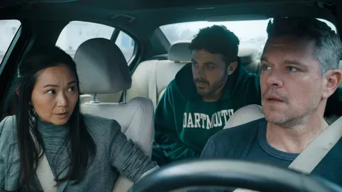 Hong Chau, Casey Affleck and Matt Damon in 'The Instigators'