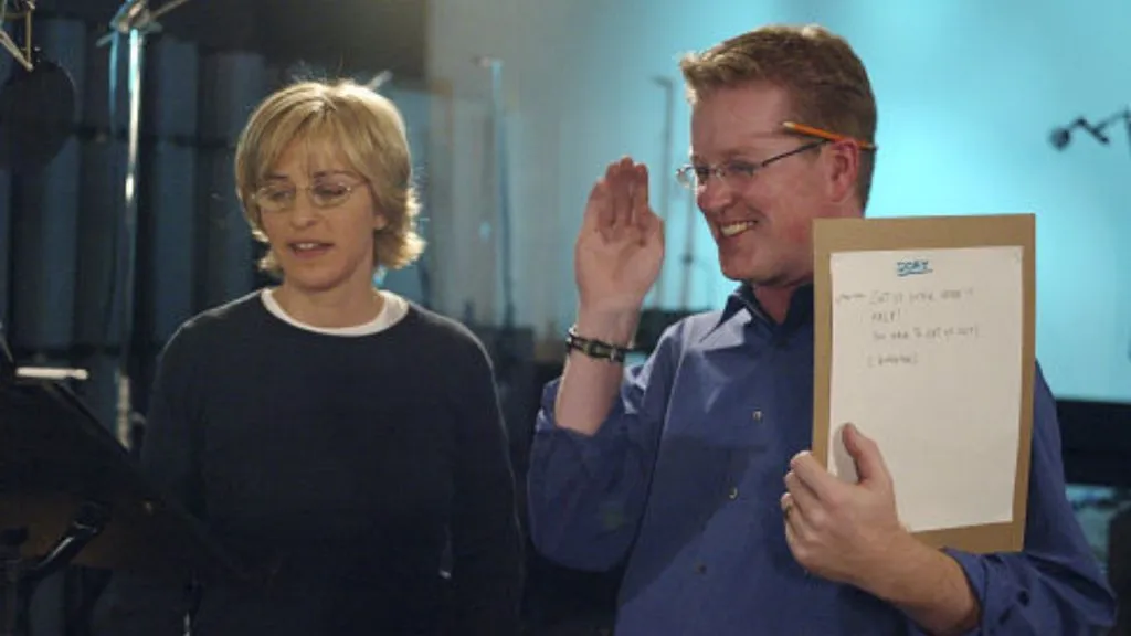Ellen DeGeneres and Andrew Stanton in 