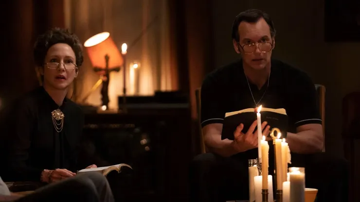 Vera Farmiga and Patrick Wilson in "The Conjuring: The Devil Made Me Do It".