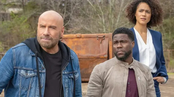 John Travolta, Kevin Hart and Nathalie Emmanuel in "Die Hart".