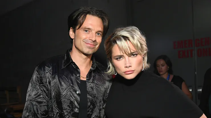 Sebastian Stan and Florence Pugh attend the Marvel Studios Panel in Hall H at SDCC in San Diego, California on July 27, 2024.