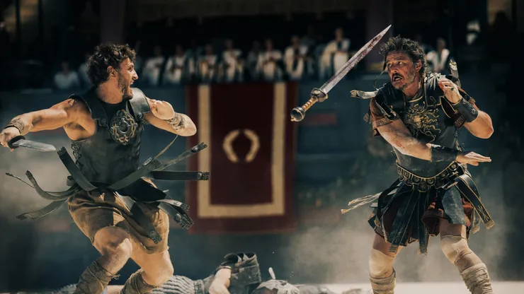 Paul Mescal and Pedro Pascal in Gladiator 2.