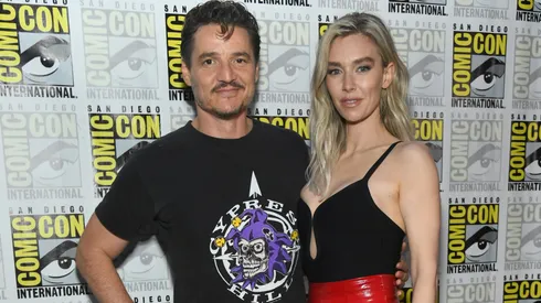 Pedro Pascal and Vanessa Kirby speak onstage during the Marvel Studios Panel in Hall H at SDCC.