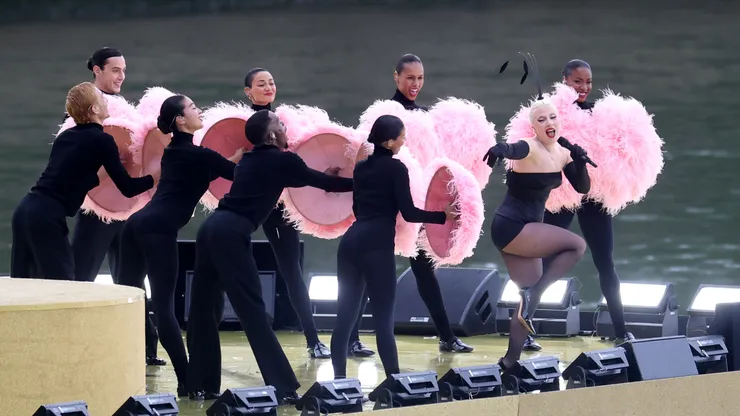 Lady Gaga rehearses prior the opening ceremony of the Olympic Games Paris 2024 on July 26, 2024.