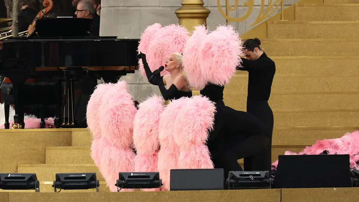 Lady Gaga rehearses prior the opening ceremony of the Olympic Games Paris 2024 on July 26, 2024.