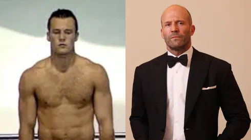 Jason Statham at the 1988 Olympic Games and poses in the portrait studio during the Red Sea International Film Festival 2023.
