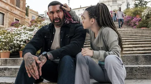 Dave Bautista and Chloe Coleman
