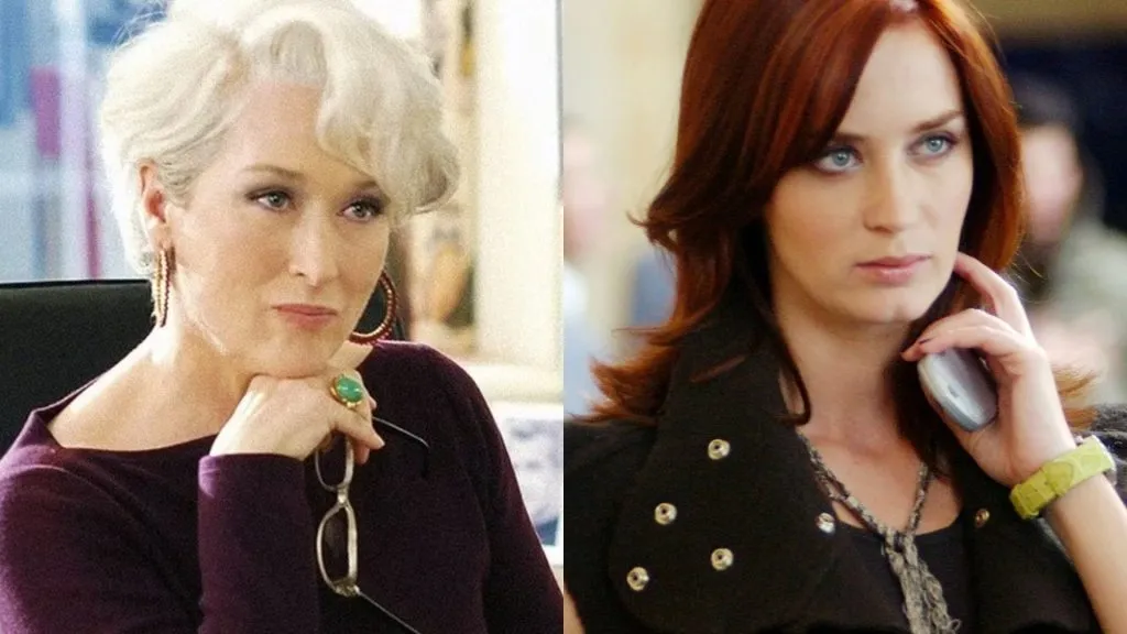 Meryl Steep as Miranda and Emily Blunt as Emily in The Devil Wears Prada. (Source: IMDb)