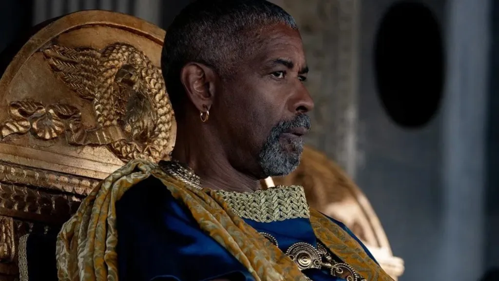 Denzel Washington in Gladiator 2. (Source: Vanity Fair and @FilmUpdates)