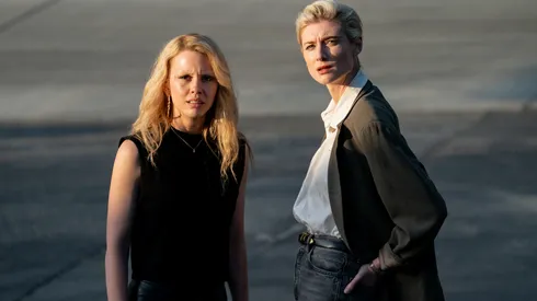 Elizabeth Debicki and Mia Goth in MaXXXine.