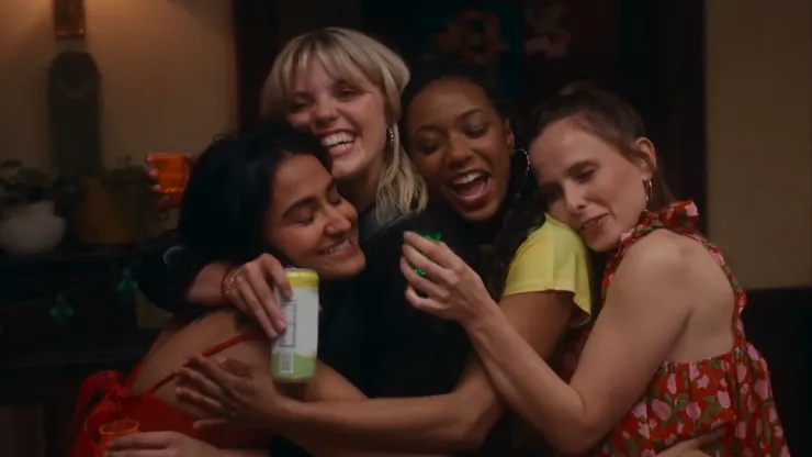 Alyah Chanelle Scott, Reneé Rapp, Amrit Kaur and Pauline Chalamet in The Sex Lives of College Girls.