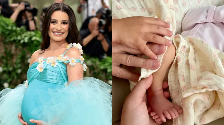 Lea Michele and the photo she uploaded to celebrate the birth of her daughter.