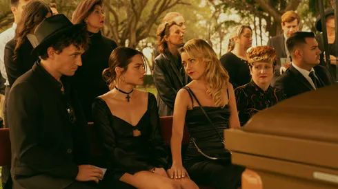 Charlotte Lawrence, Meredith Hagner, Ellen Marguerite Cullivan, Brandon Sirota and Tyler Picchi in Bad Monkey.