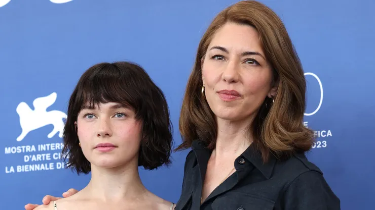 Cailee Spaeny and Sofia Coppola attend a photocall for the movie "Priscilla" at the 80th Venice International Film Festival on September 04, 2023 in Venice, Italy.
