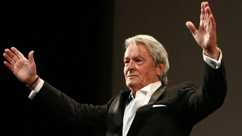 Alain Delon appears on stage during a Tribute To Alain Delon at Theatre Lumiere during The 66th Annual Cannes Film Festival at the Palais des Festivals on May 25, 2013 in Cannes, France.