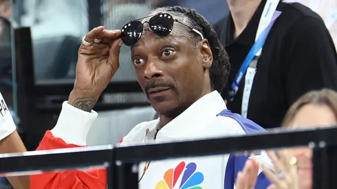 Snoop Dogg attends the Artistic Gymnastics Women's Qualification on day two of the Olympic Games Paris 2024 at Bercy Arena on July 28, 2024 in Paris, France.