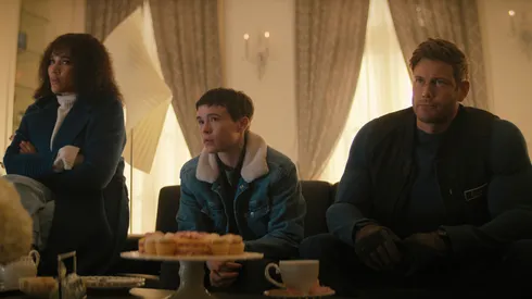 Elliot Page, Tom Hopper and Emmy Raver-Lampman in The Umbrella Academy.