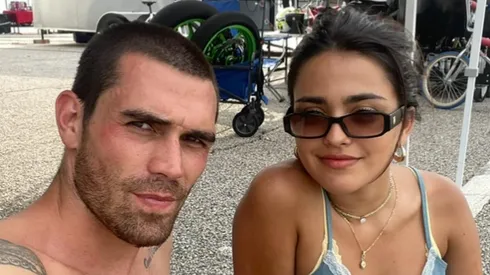 KJ Apa and Maia Reficco in the set of "One Fast Move".