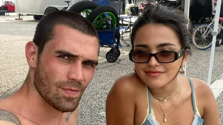 KJ Apa and Maia Reficco in the set of "One Fast Move".