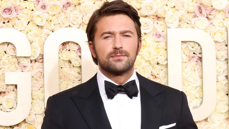 Brandon Sklenar attends the 81st Annual Golden Globe Awards at The Beverly Hilton on January 07, 2024.