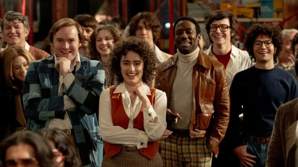 Rachel Sennott and the cast in Saturday Night. (Source: @FilmUpdates)