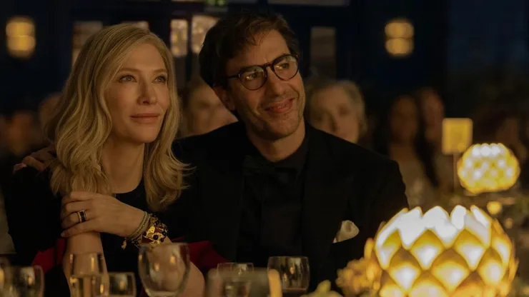 Cate Blanchett and Sacha Baron Cohen in Disclaimer.